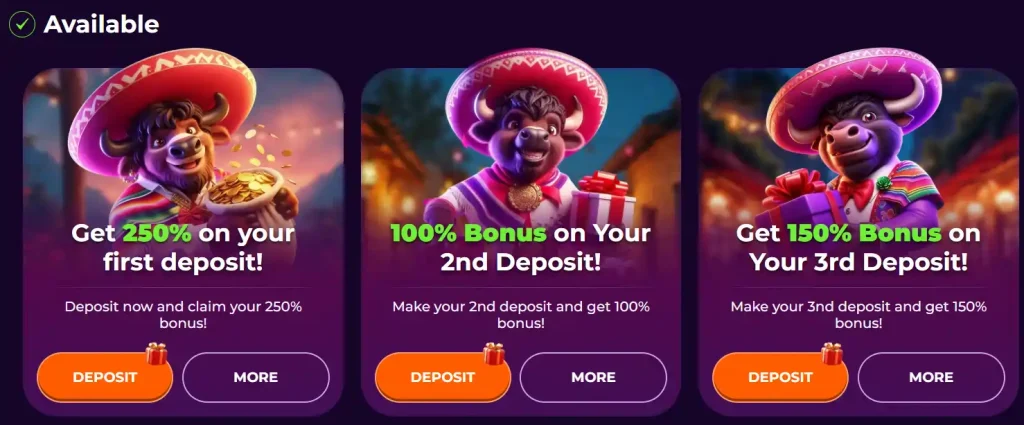 Vivajack deposit bonus offers with 250%, 100% and 150% promotions for deposits