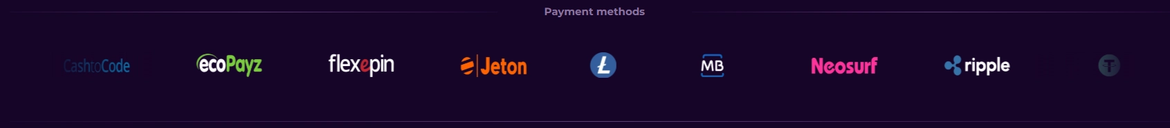 Vivajack payment methods including CashtoCode, ecoPayz, Flexepin, Jeton, Litecoin, Neosurf and Ripple